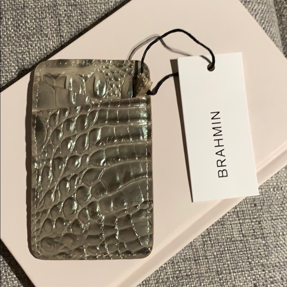 Brahmin iridescent leather card case